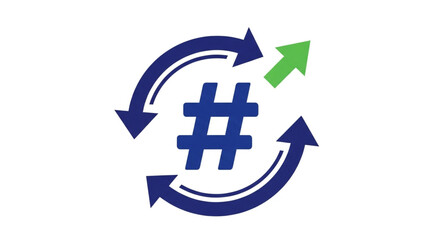 Fototapeta premium Hashtag symbol with arrows social media marketing concept trending topic sign viral content icon