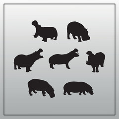 Collection of diverse wild animals silhouettes, featuring majestic elephants, towering giraffes, and elegant deer