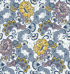 Classic Popular Flower Seamless pattern background - For easy making seamless pattern use it for filling any contours