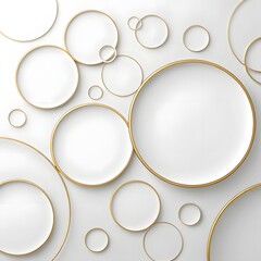 Abstract white background with circular patterns and 3D bubbles design