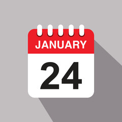24 january calendar date icon. vector illustration with shadow design.