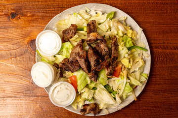 Steak salad with blue cheese dressing