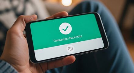Successful Mobile Transaction Digital Payment Confirmation on Smartphone Screen - Secure & Easy Transfer