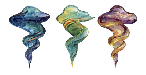 Abstract Colorful Swirls on Transparent Background in Unique Artistic Style