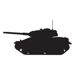 Fototapeta premium Silhouette of a Military Tank on a White Background Symbol of Strength and Defense Precision War Machine Illustration