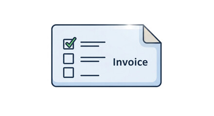 Invoice document icon paper sheet with text and check mark business accounting and finance concept