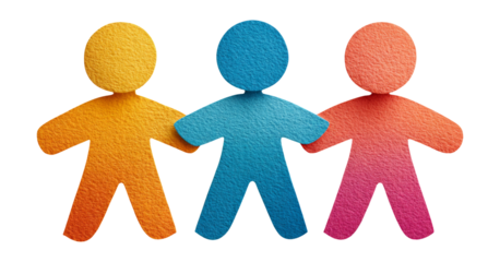 Colorful Cutout Figures with Textured Surface on Transparent Background