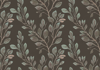 Fototapeta premium Discover stunning watercolor leaf pattern for your next design project with its beautiful seamless nature theme
