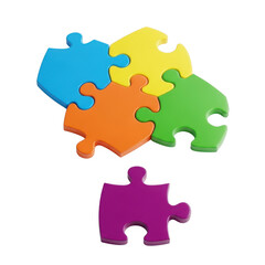 Obraz premium Colorful puzzle pieces isolated on transparent background