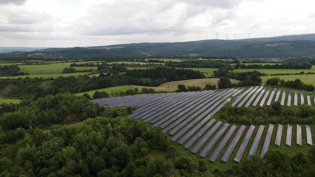 Solar panels field, renewable energy sources, renewable power.