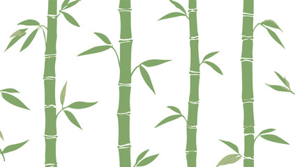 Obraz premium Minimalist green bamboo stalks with delicate leaves on white — serene, natural, and perfect for calming designs.