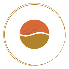Abstract Ocean Waves Sunset Half Circle Emblem Minimalist Design Vector