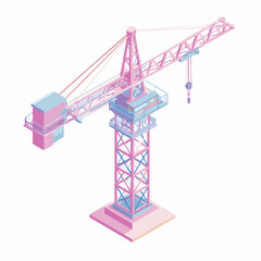 Isometric Construction Crane in Minimalist Design