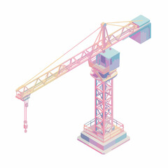 Isometric Crane Construction Icon Minimalist Design