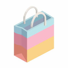 Isometric Shopping Bag Flat Design Icon