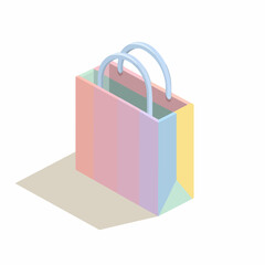 Isometric Shopping Bag Minimalist Icon Design