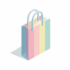 Isometric Shopping Bag Minimalist Icon Design