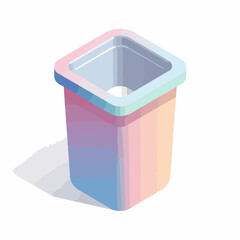 Minimalist Isometric Trash Can Vector Icon