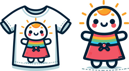 Kids t shirt print logo icon vector .white background .