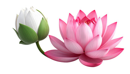  Two lotus flower element variations isolated on transparent background