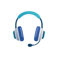 Modern teal and blue headset illustration for communication, customer service, or tech support.