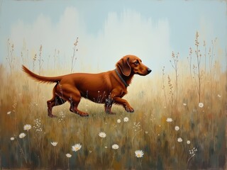 dog running in the field