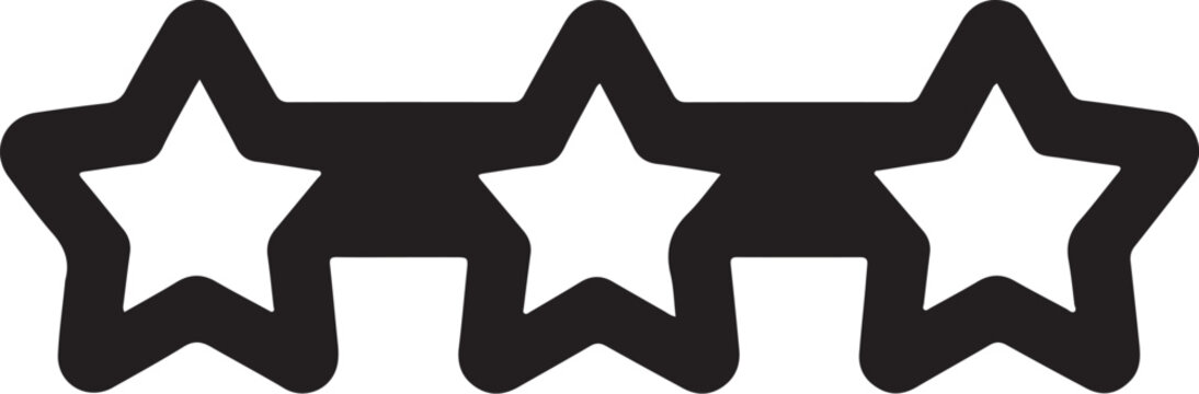 Three stars rating icon vector silhouette illustration
