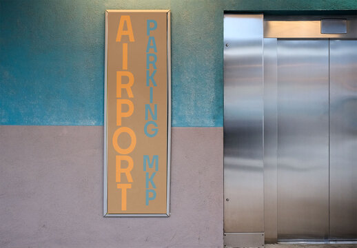 Mockup of Info panel near elevator parking at Airport 
