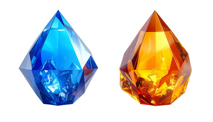 Two polygon crystal shape variations isolated on transparent background