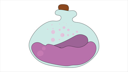  Magical Liquid Potion Bottle Tilted Vector Illustration