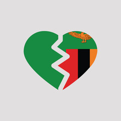 Zambia Flag on Broken Heart Icon
