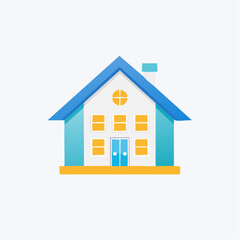 Obraz premium Stylized Illustration of a Modern House with Gradient Color Palette for Design Projects