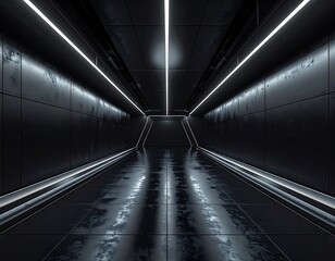 Obraz premium Futuristic Wallpaper Studio Energetic Realistic Black Mood Wide Dark Lighting Background Angle Abstract Perspective, establishing