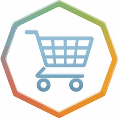 Minimalist Shopping Cart Icon in Flat Design