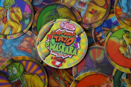 O M&aacute;skara tazos. Cartoon Tazos Collection. 