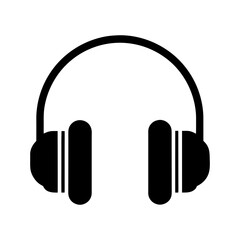 Simple Podcast Headphones Silhouette Broadcasting Audio Icon Clean Sound Vector Illustration with White Background