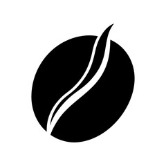 Simple Roasted Coffee Bean Silhouette Minimal Beverage Icon Clean Cafe Vector Illustration with White Background
