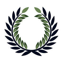 Minimal vector illustration of a green laurel wreath with layered leaves on a white background, symbolizing victory and achievement