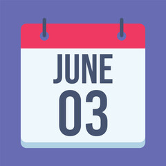3 June World Bicycle Day Calendar. Blue Background. Isolated Vector Calendar.