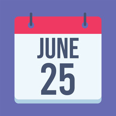 25 June Day of the Seafarer Calendar. Blue Background. Isolated Vector Calendar.