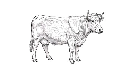 Detailed Cow Illustration - A Classic Farm Animal Depiction.