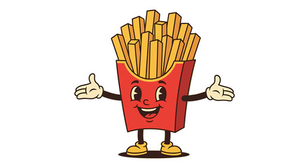 Happy French Fries Cartoon Mascot Illustration