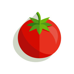 red tomato with green leaves