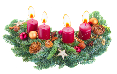 advent wreath with burning candles