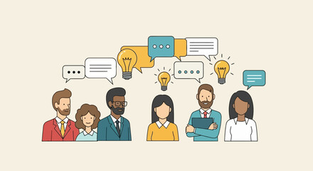 Diverse business team collaboratively brainstorming innovative ideas and communicating effectively, illustrating the concept of collective problem-solving and strategic development