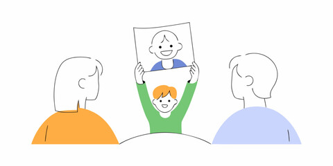 Happy Family Drawing Memories Childhood Smiling Togetherness Joy