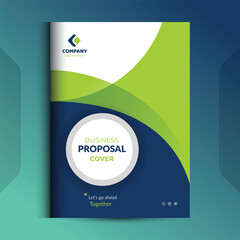 Blue-Green Proposal cover Design Template concepts are adept for corporate Business	
