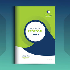 Blue-Green Proposal cover Design Template concepts are adept for corporate Business	
