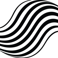Abstract Black and White Wavy Stripes Design Element