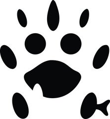 Seamless pattern illustration of black cat and dog paw prints on a white background